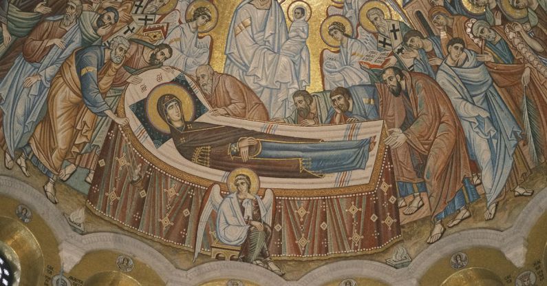 Saint Sava - Dormition of the Mother of God Fresco in the Dome of the Church of Saint Sava in Belgrade Serbia