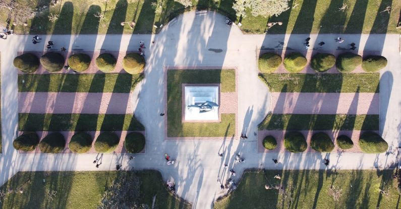 Kalemegdan - Top View of a Garden with a Statue in the Middle at Kalemegdan Fortress, Belgrade, Serbia